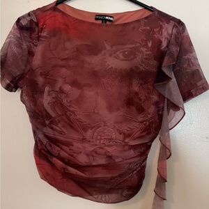 Fashion Nova Red Sheer Top